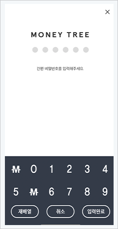 간편 비밀번호 입력 화면